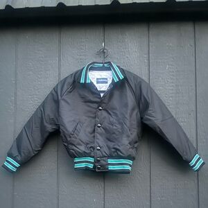 🖤💙 Vintage 90s Youth Small Varsity Bomber Jacket – Black & Teal